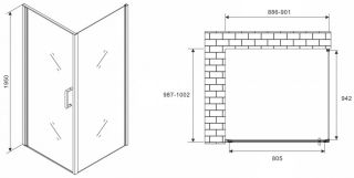 Душевой уголок ABBER Sonnenstrand AG04090M-S100M 100x90см хром